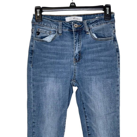 KanCan Women's Jeans Distressed Skinny‎ Raw Hem Medium Wash Mid-Rise Blue 5/26 - Picture 4 of 10